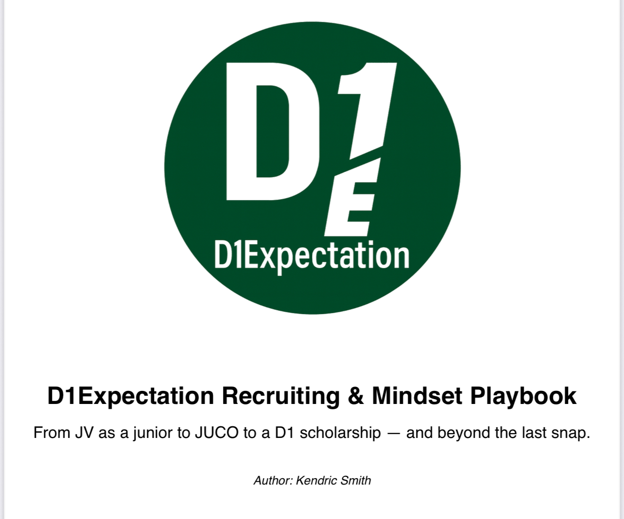 D1Expectation Recruiting & Mindset Playbook cover