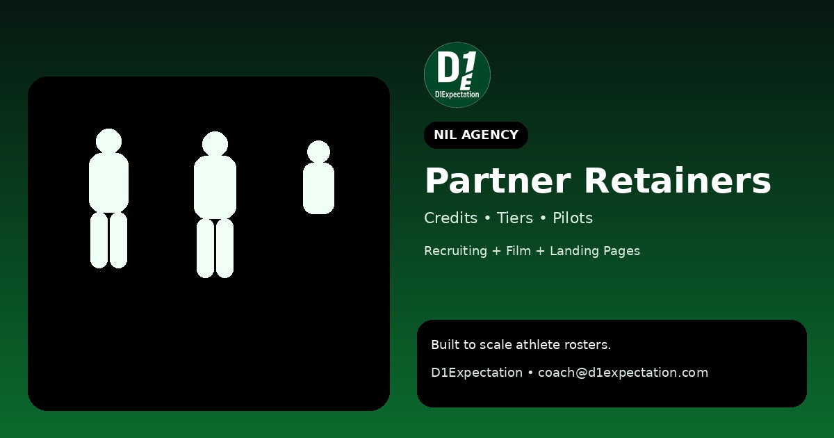 NIL Agency Partner Retainers (PDF) — D1Expectation credits + tiers